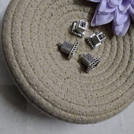 Geometric Square Oxidized Jhumka Bases (1 Pair)