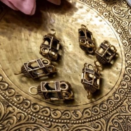 Vintage Gold Oxidized Lantern-Style Jhumka Base 1 pair