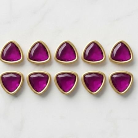 Premium Magenta Purple Meenakari Kundan – Triangle Shape10 piece